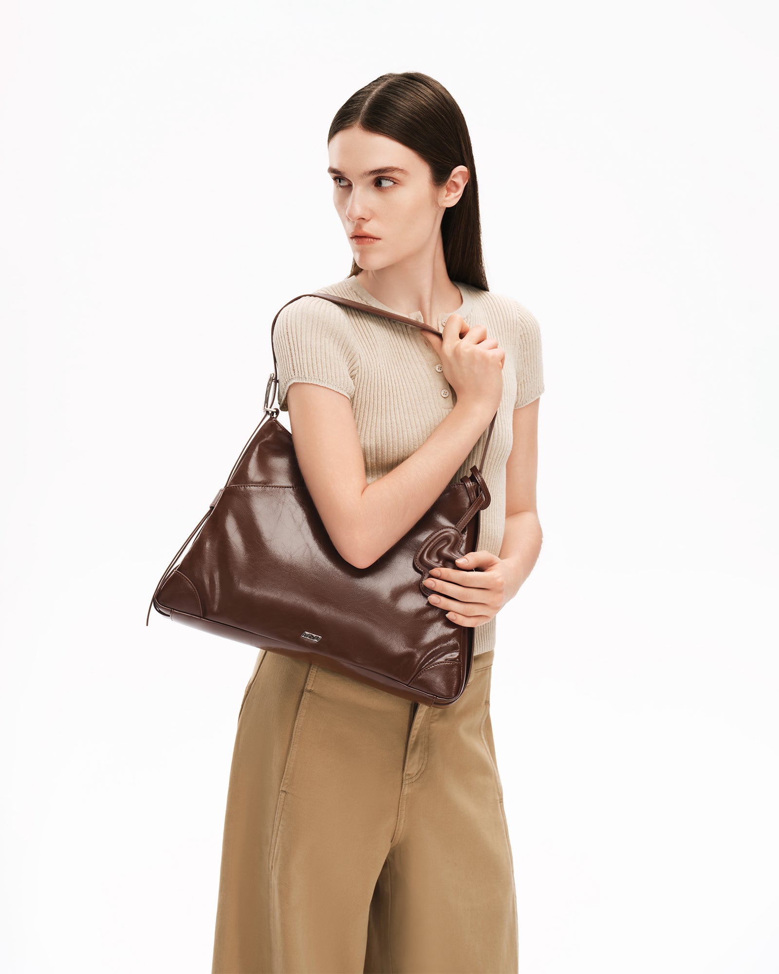 SURE SURE CROISSANT Medium Shoulder Bag - Cocoa Brown