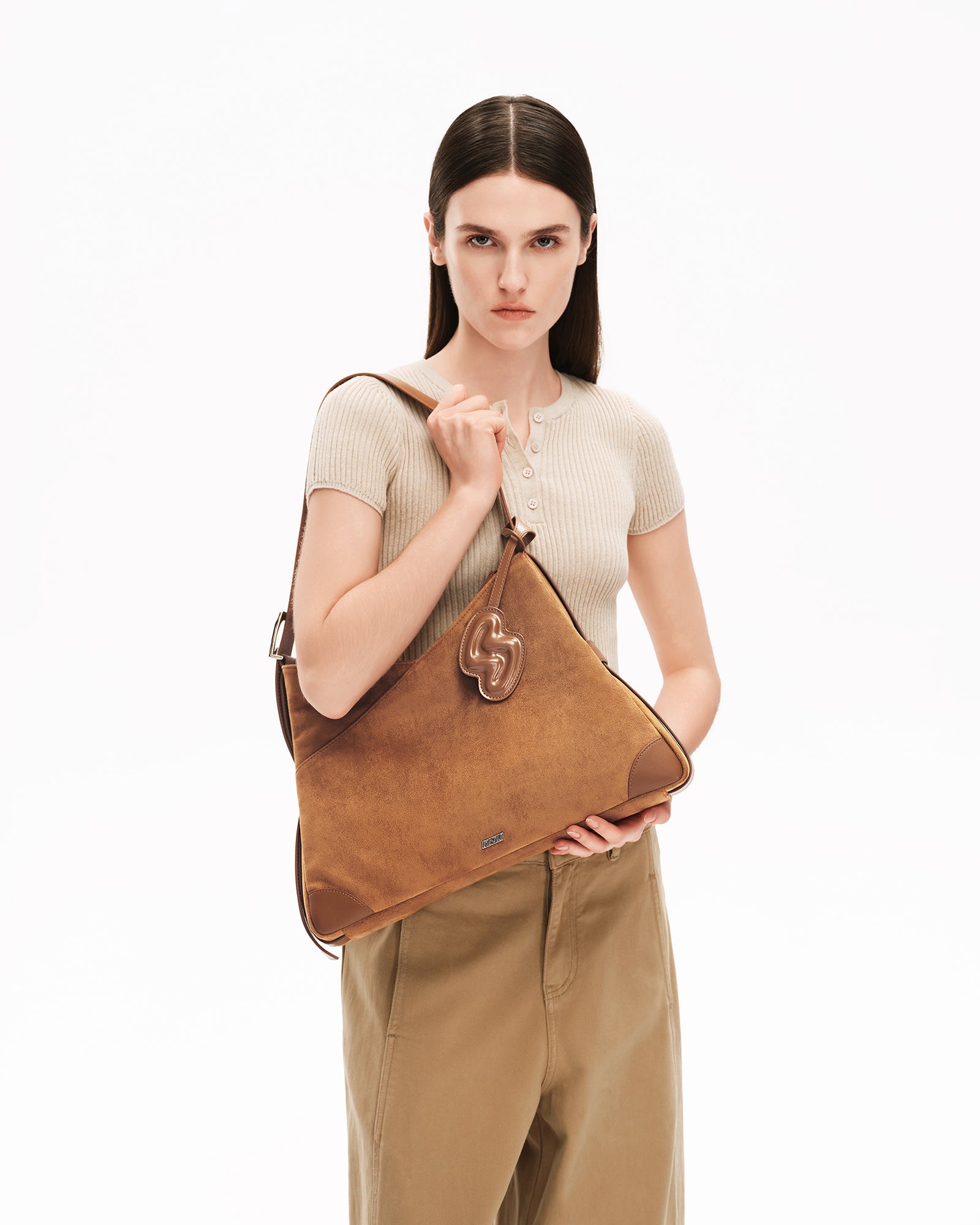 SURE SURE CROISSANT Medium Shoulder Bag - Mocha Brown