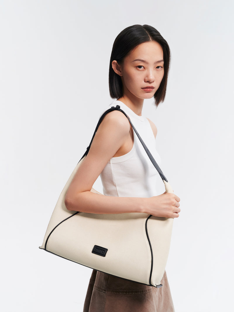 FOO FOO CANVAS Large Shoulder Bag - Beige