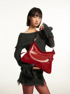 SURE SURE CROISSANT Medium Shoulder Bag - Burgundy Red