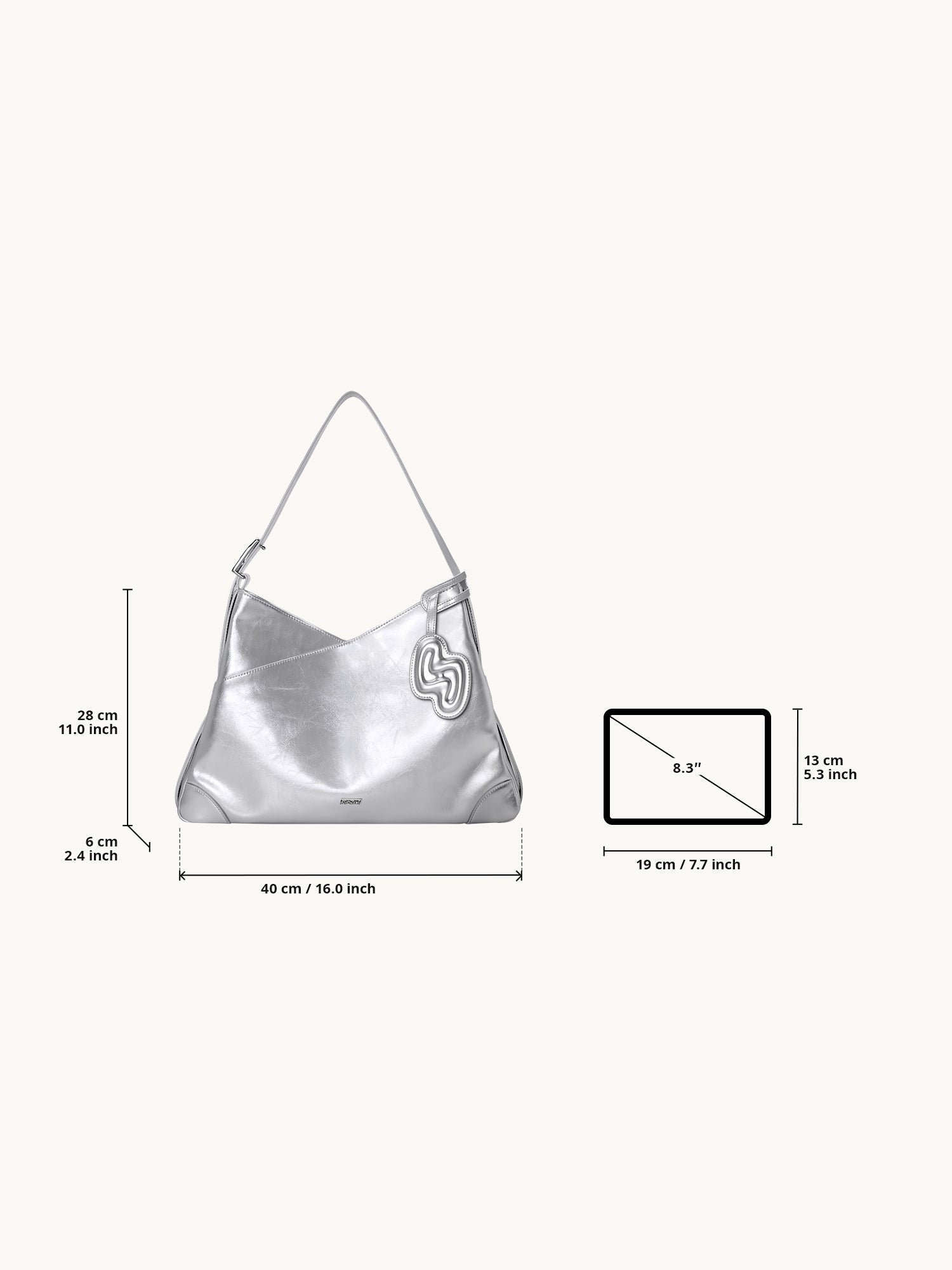 SURE SURE CROISSANT Medium Shoulder Bag - Silver