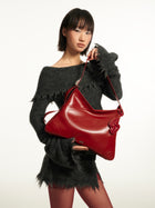 SURE SURE CROISSANT Medium Shoulder Bag - Burgundy Red