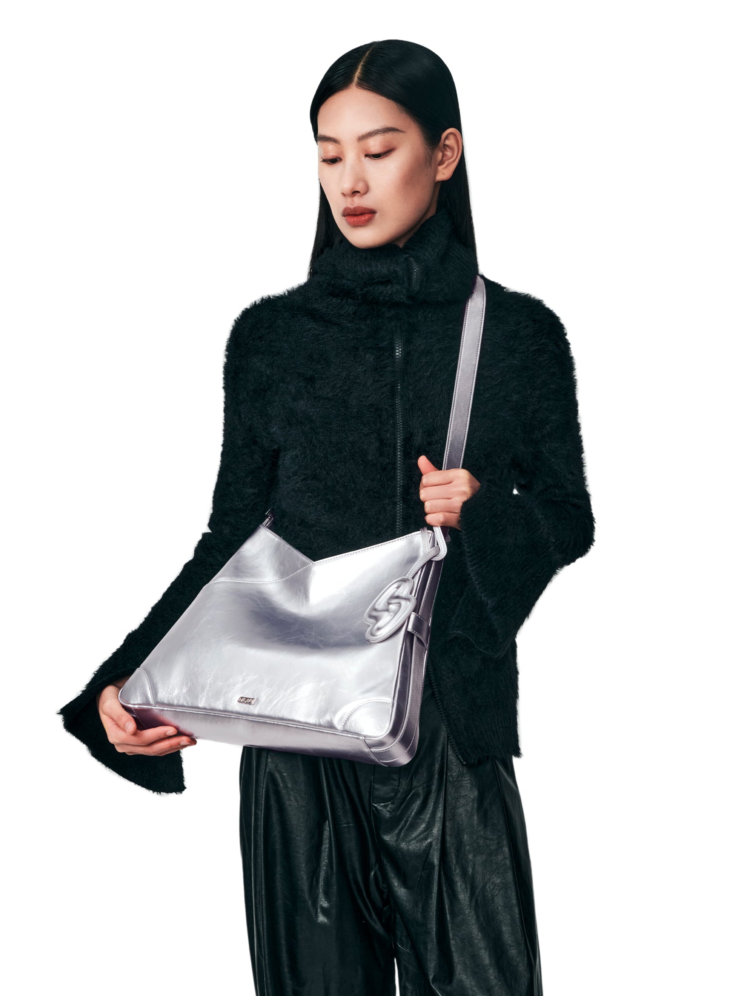 SURE SURE CROISSANT Medium Shoulder Bag - Silver