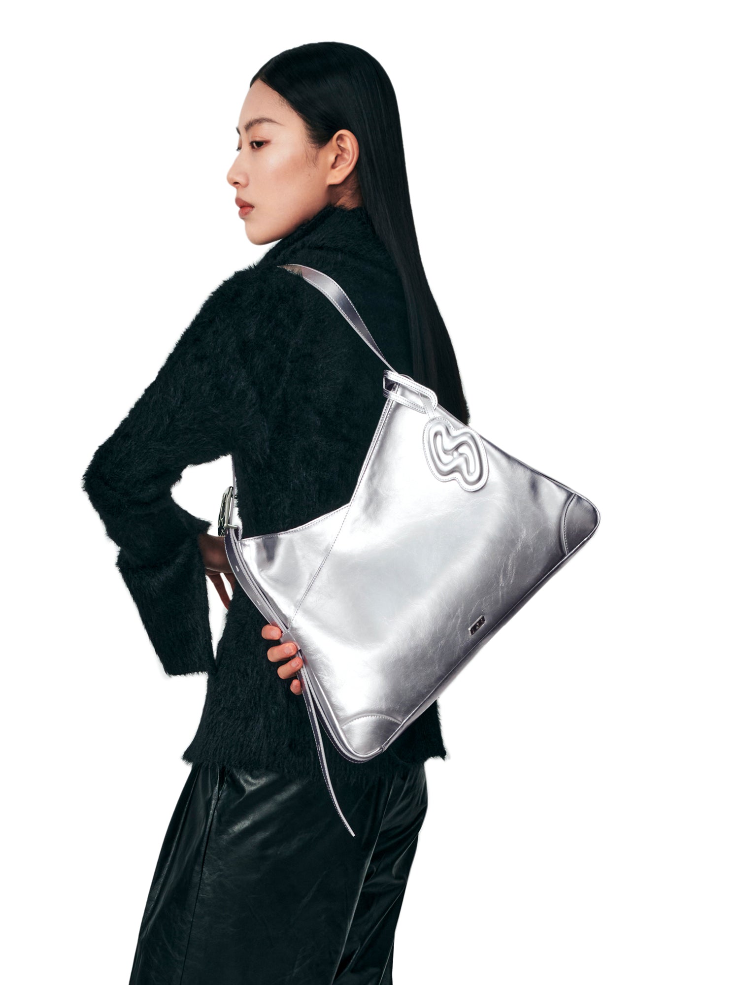 SURE SURE CROISSANT Medium Shoulder Bag - Silver
