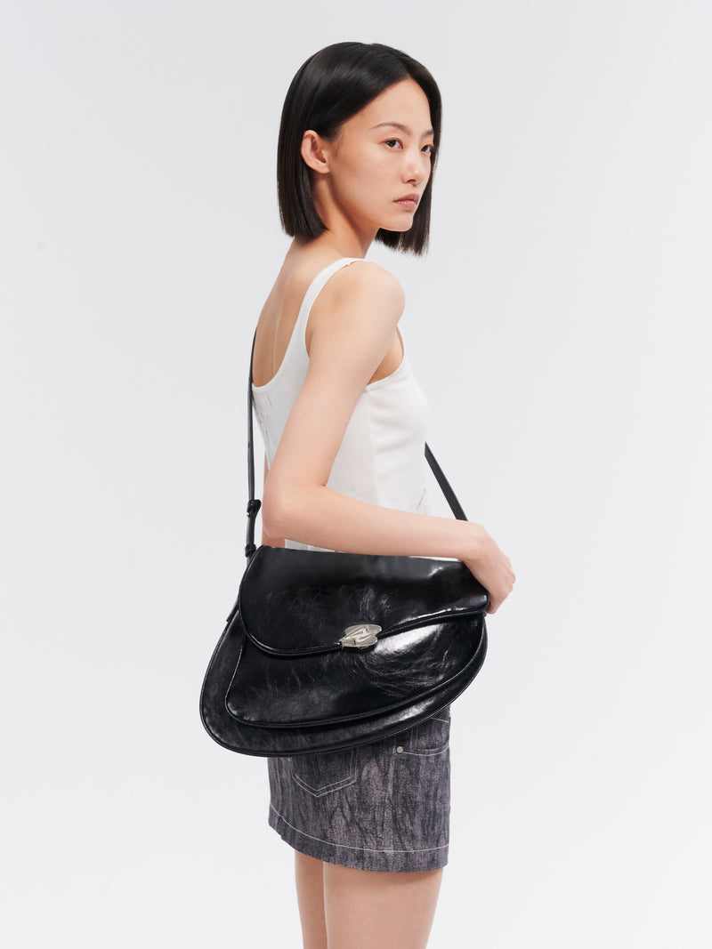 GEMINI Large Shoulder Bag - Black