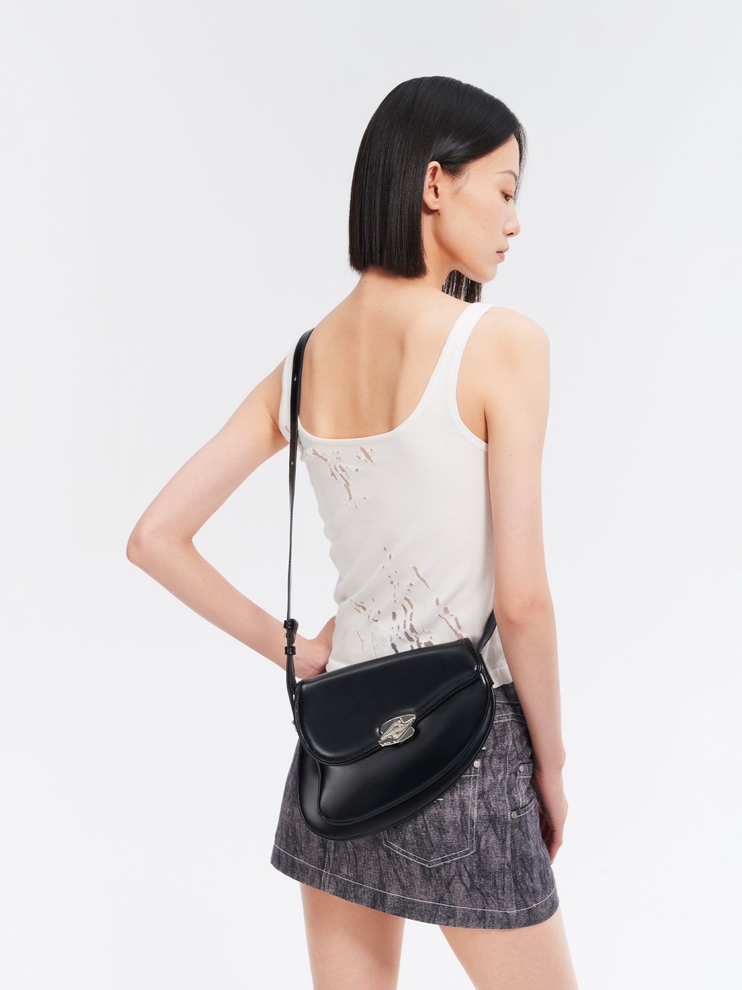GEMINI Small Shoulder Bag - Black