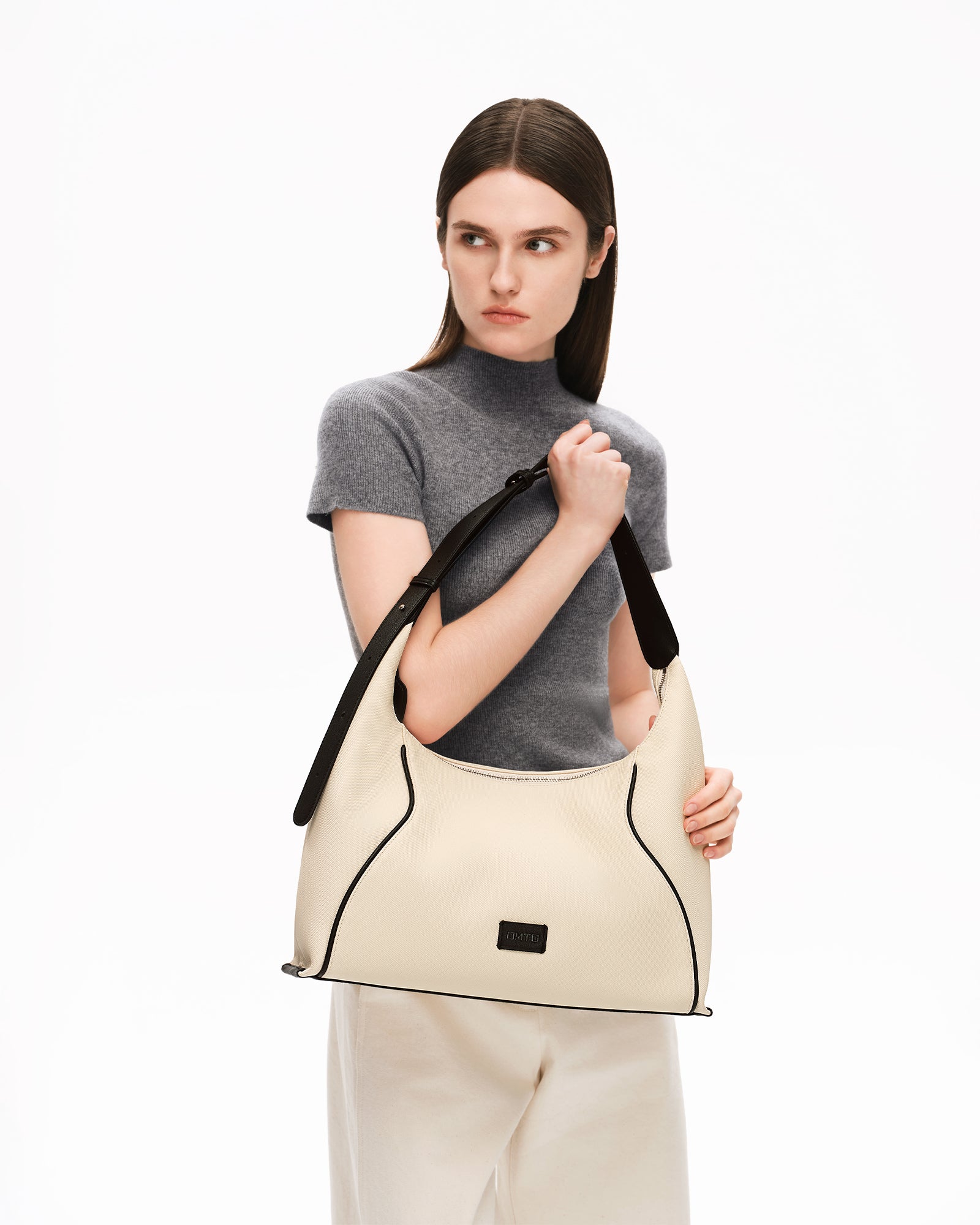 FOO FOO CANVAS Large Shoulder Bag - Beige