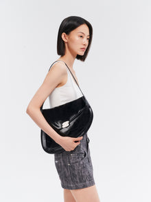 GEMINI Large Shoulder Bag - Black