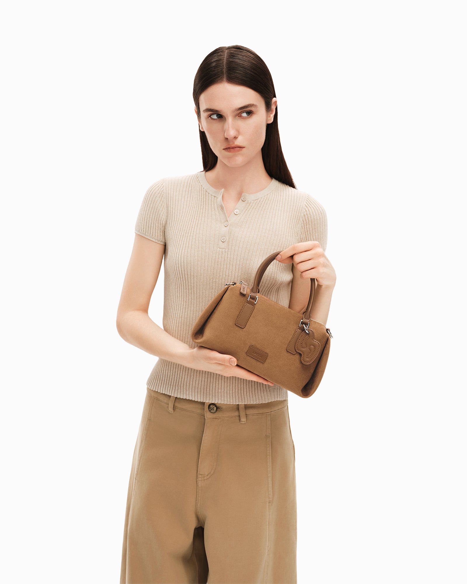 PINCH PILLOW Small Handbag - Mocha Brown