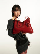 SURE SURE CROISSANT Medium Shoulder Bag - Burgundy Red