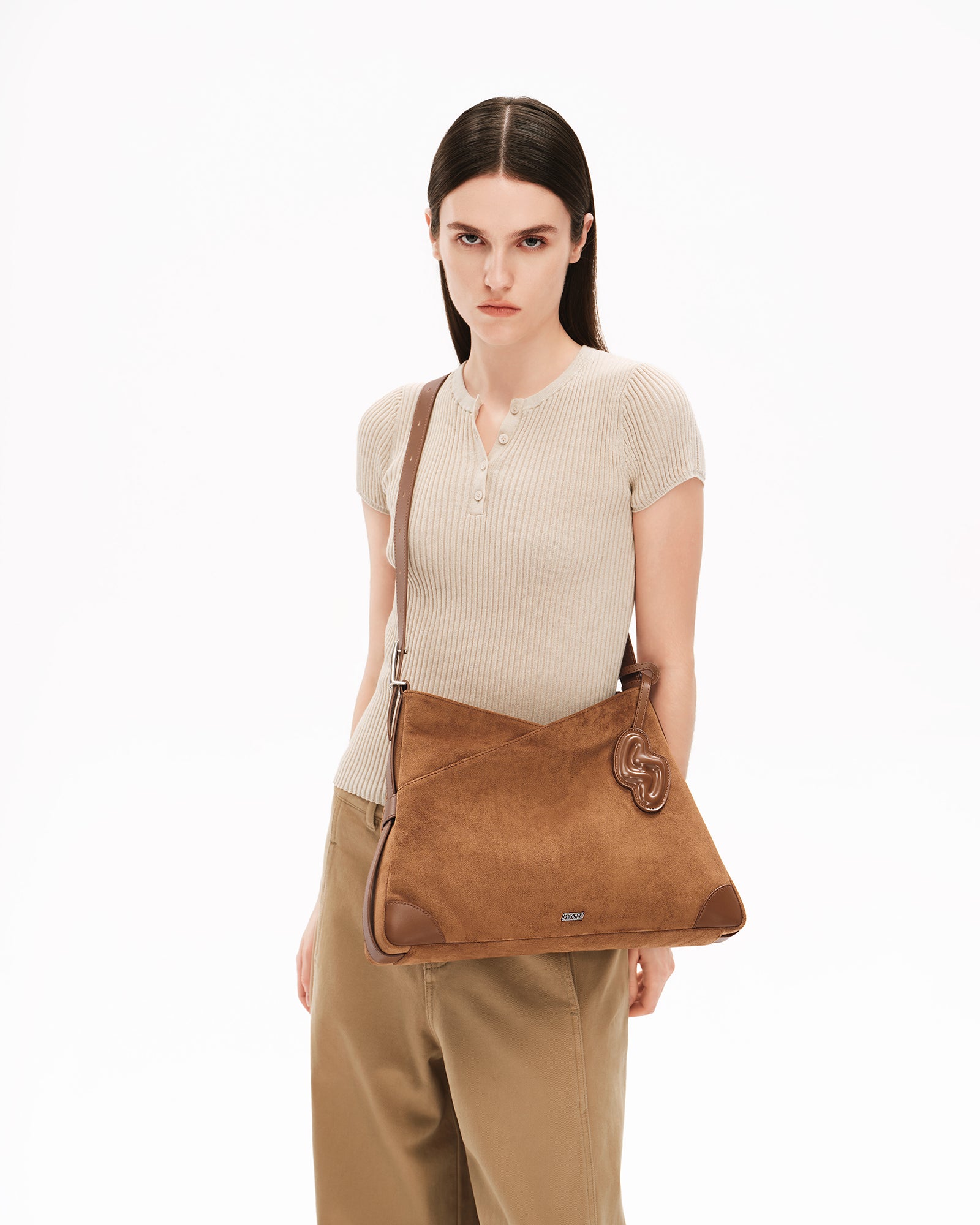 SURE SURE CROISSANT Medium Shoulder Bag - Mocha Brown